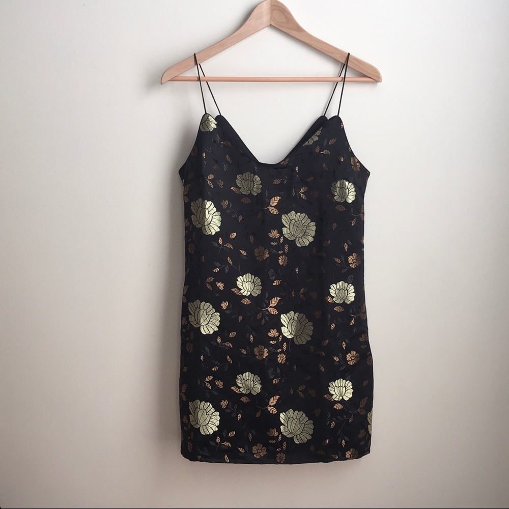Satin Brocade LBD Mini Dress